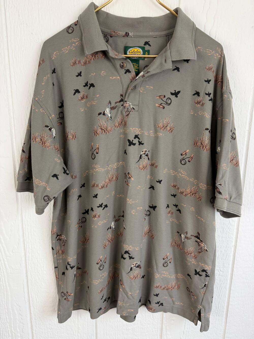 Vintage Cabela's Duck Hunting Marsh Outdoors Polo Knit, XL